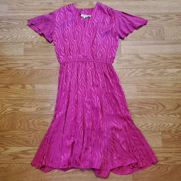 80's Vintage Pavilion Silk Fit & Flare Dress - Picture 2 of 12